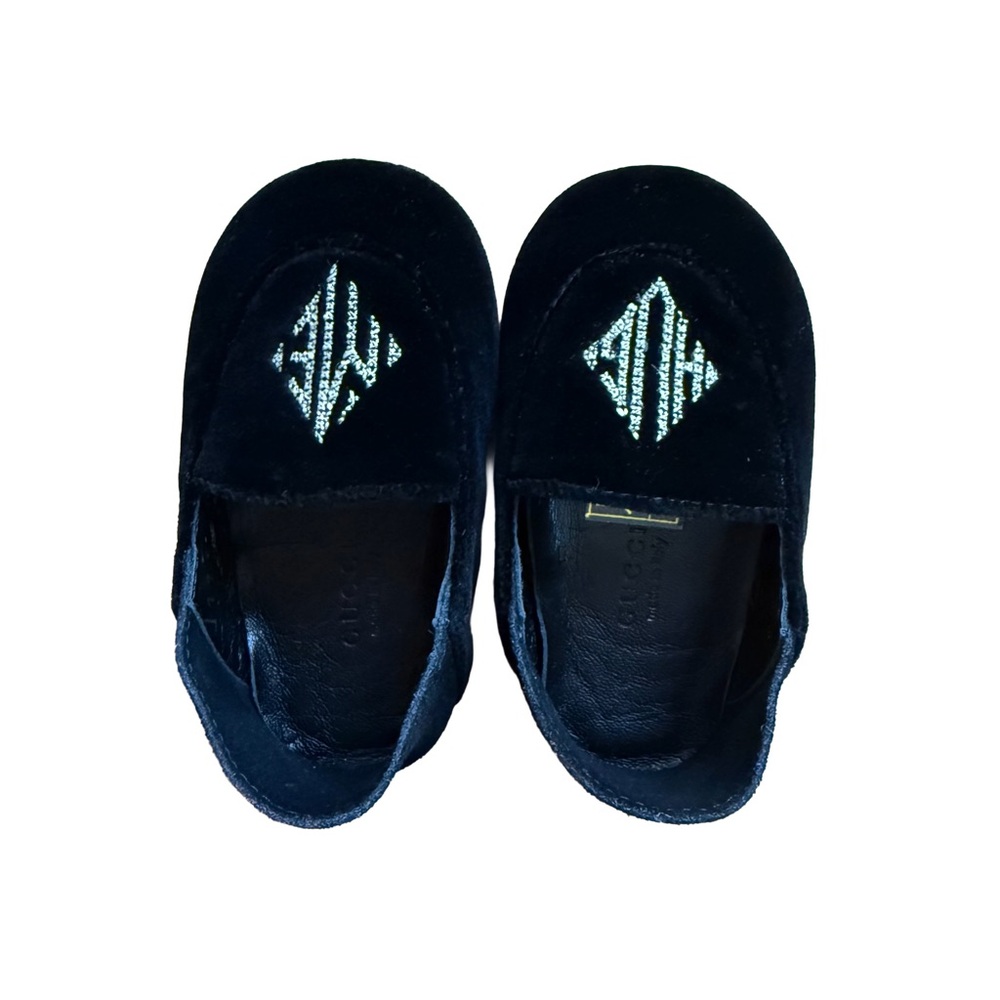 Gucci Black Suede Baby Moccasins